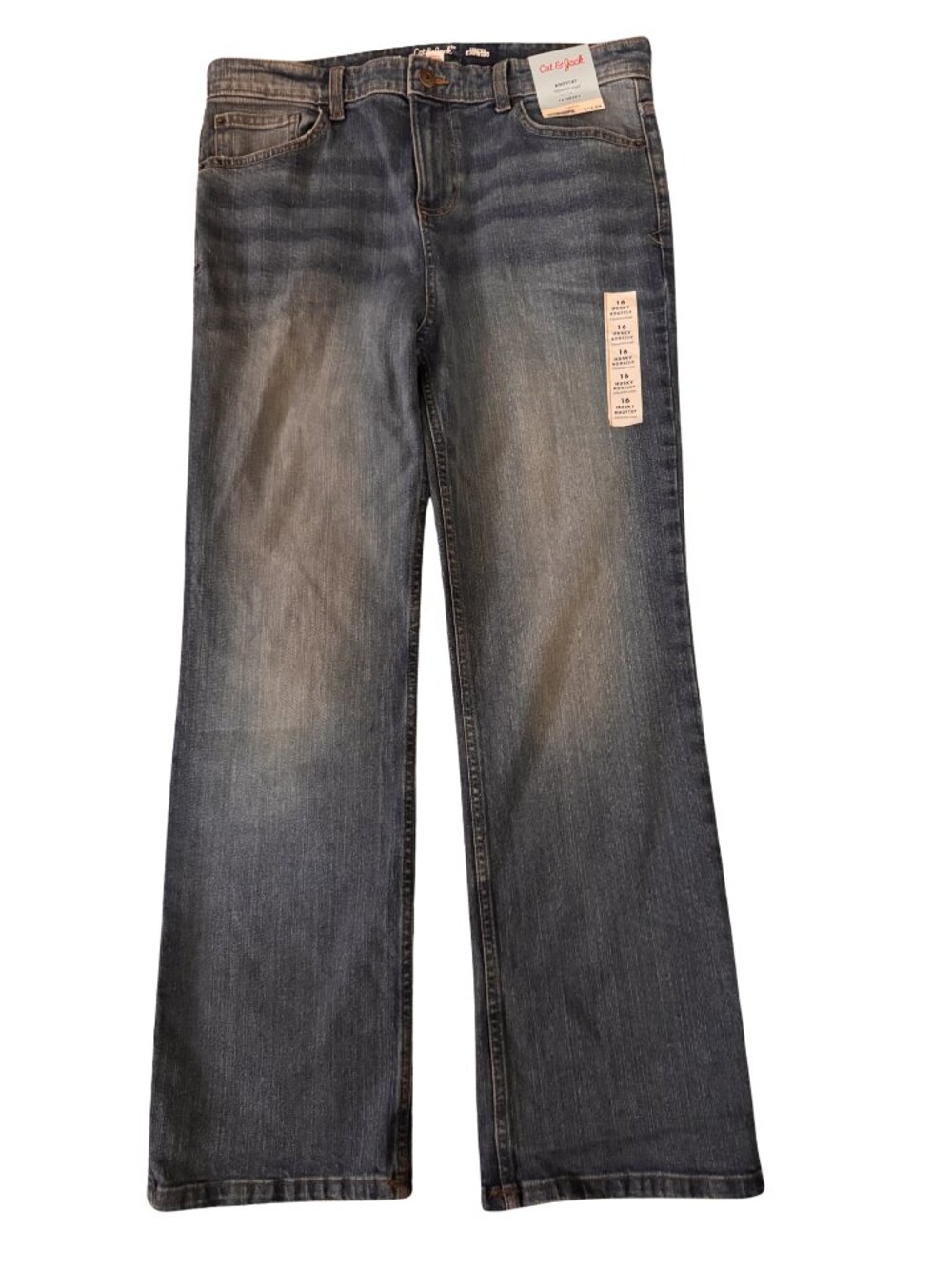 Cat & Jack Boys 16 Husky Bootcut Stretch Jeans Dark Wash Blue Denim NWT